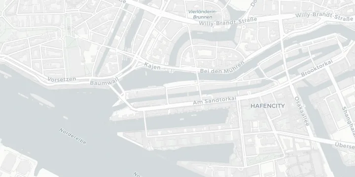 Übersichtskarte Hamburg – Speicherstadt und Elbe